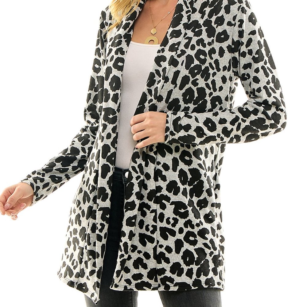 Women's Casual Lightweight Open Front Cardigans with Pockets_H.grey Black